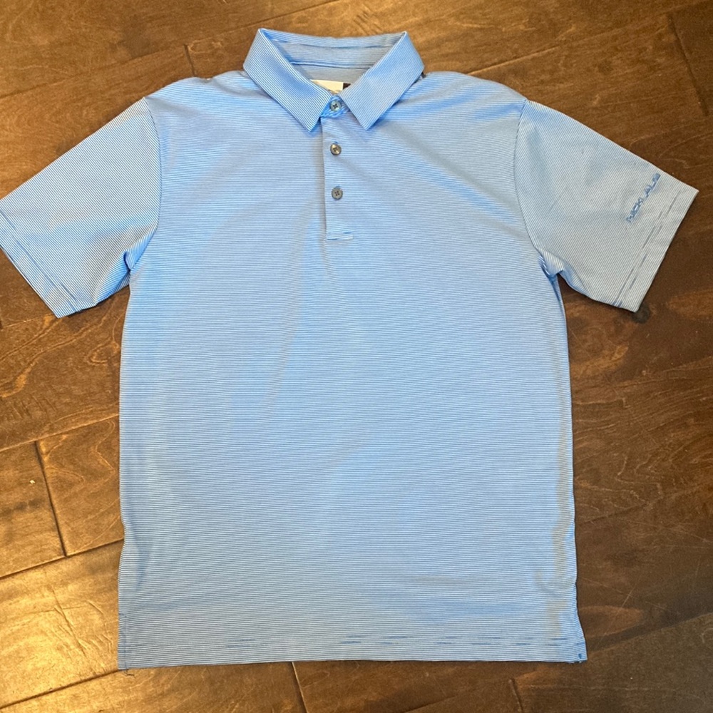 Nicklaus Boys XL 18/20 blue striped golf shirt